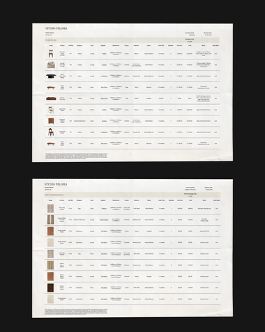 FF&E Specification Schedule – Casa Ren Studio