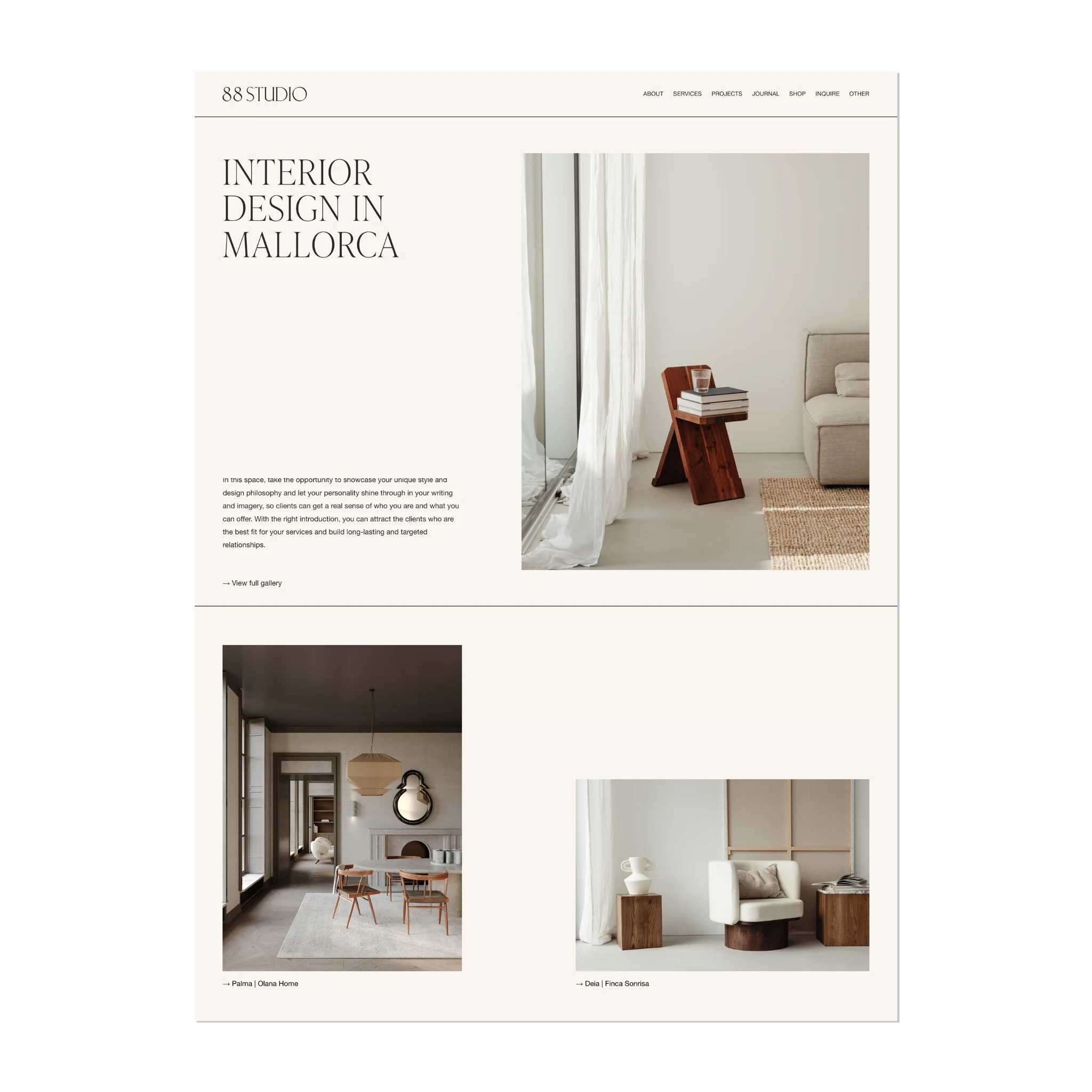 88 Studio Website Template - Casa Ren Studio