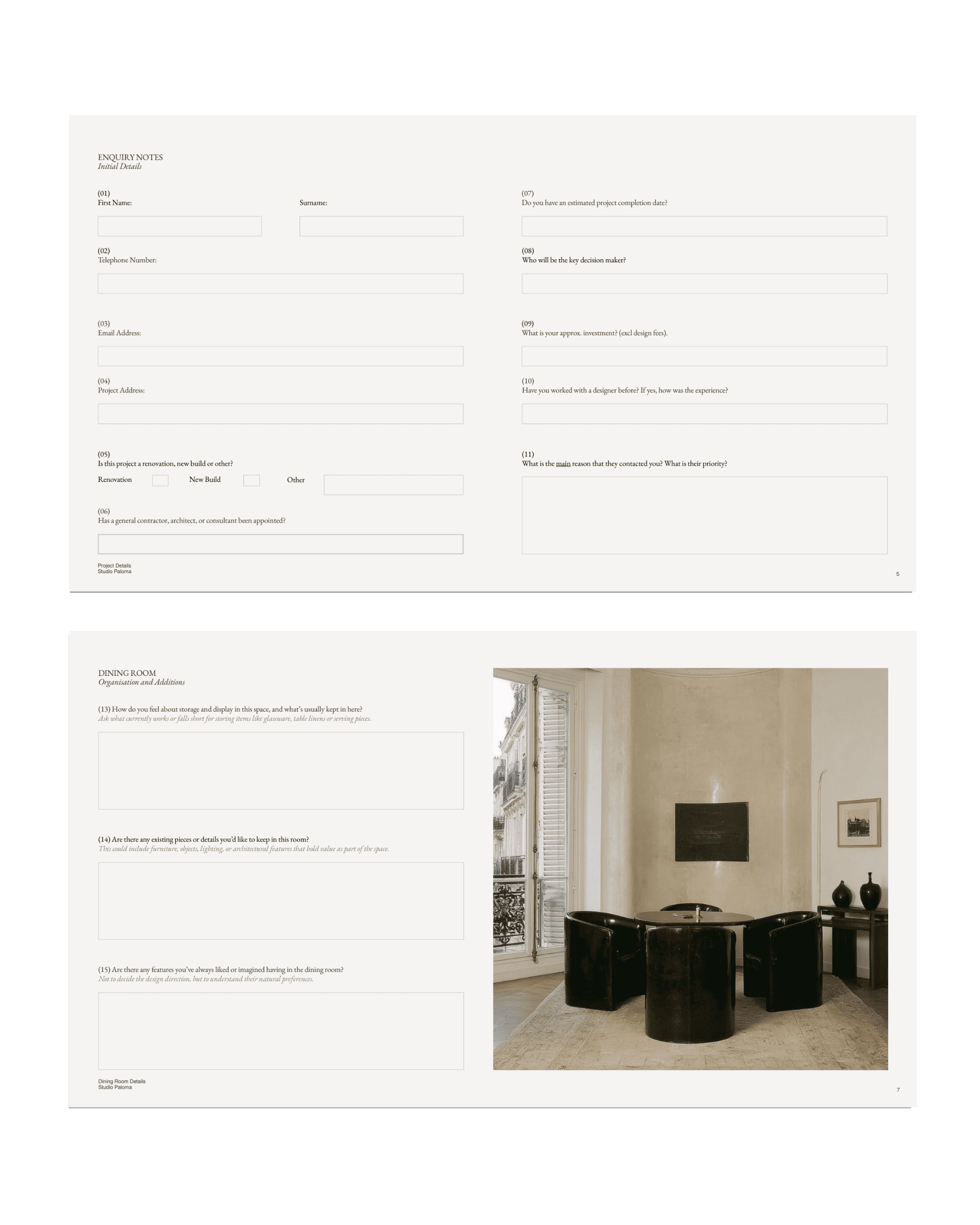Client Questionnaire Collection